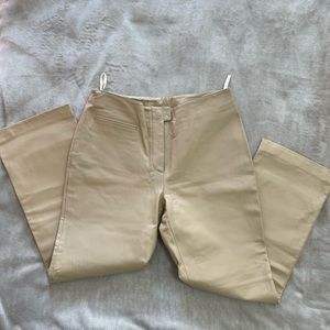 Cream Italian Leather Pants size 12 by Marcia